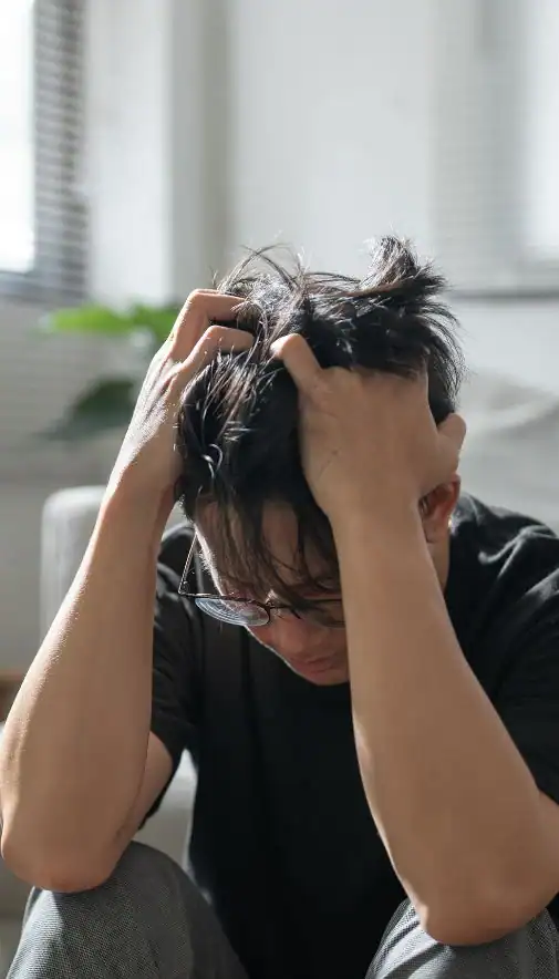 Image of upset man because of erectile dysfunction symptoms Doncaster